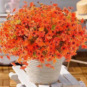 18 Pcs Artificial Mums Flowers Outdoor Plastic Fall Flowers Fake Mums Autumn